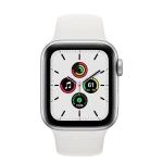 Apple Watch SE, boîtier en aluminium argent – Bracelet Sport blanc